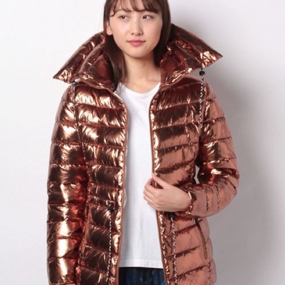Desigual Padded‎ Jasmine Jacket in Rose Gold Size XL